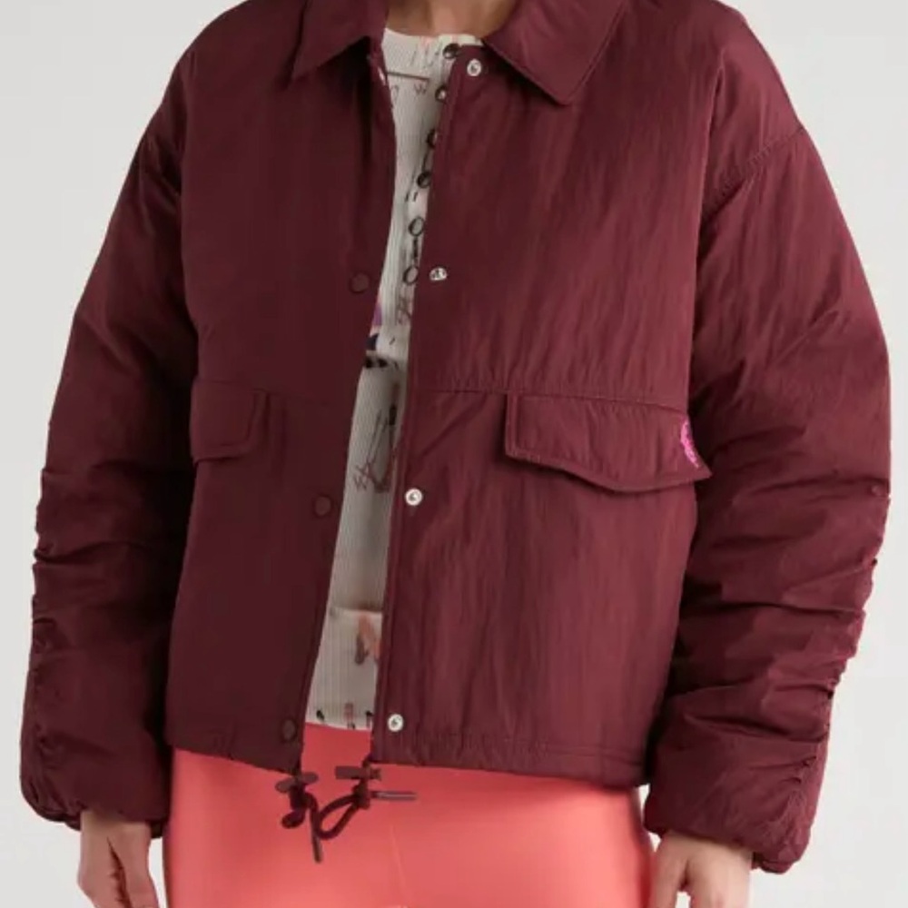 Free People Maroon Puffer Jacket